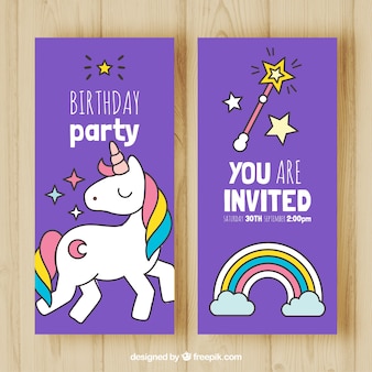 Banners de fiesta de cumpleaños con unicornio y arcoiris