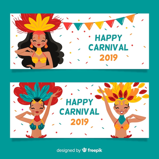 Vector gratuito banners flat de carnaval