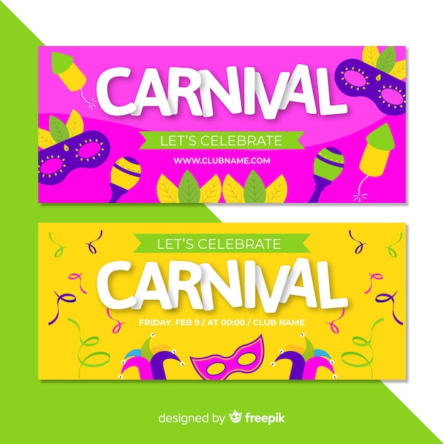 Vector gratuito banners flat de carnaval