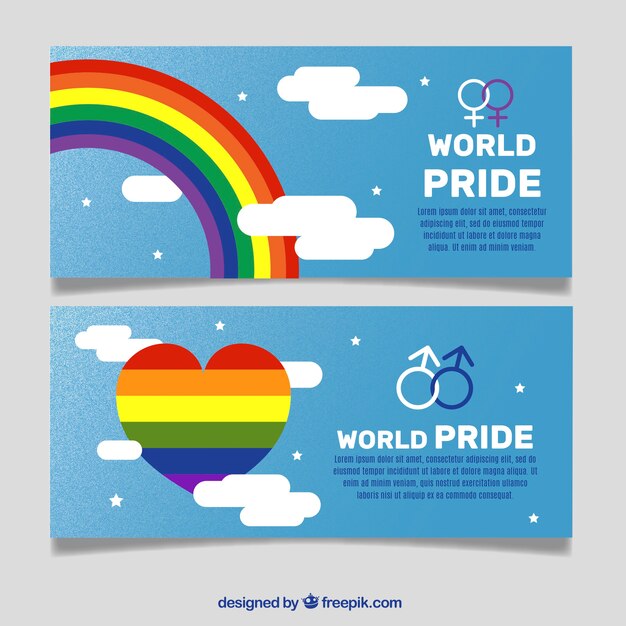 Banners flat de lgbt pride