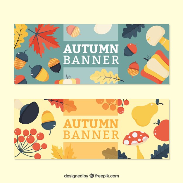 Banners flat de otoño 