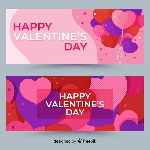 Vector gratuito banners flat de san valentin