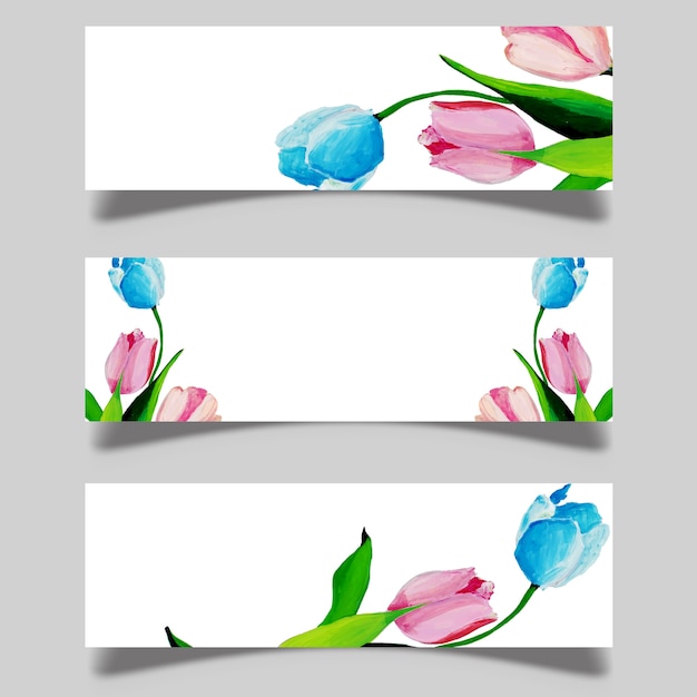 Vector gratuito banners florales acuarela dibujados a mano