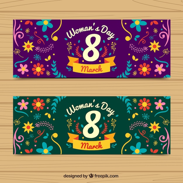 Vector gratuito banners florales bonitos para el día de la mujer