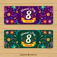 Vector gratuito banners florales bonitos para el día de la mujer