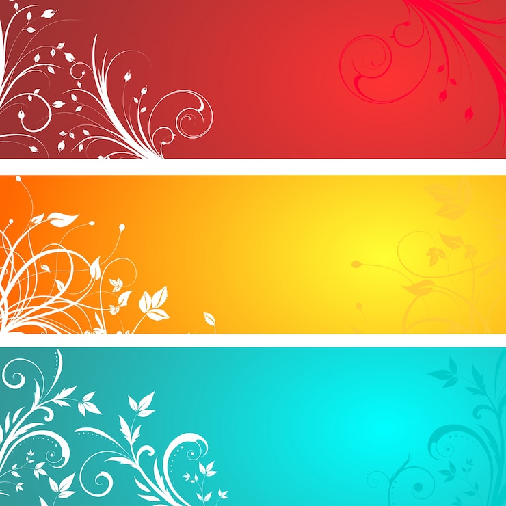 Vector gratuito banners florales coloridos