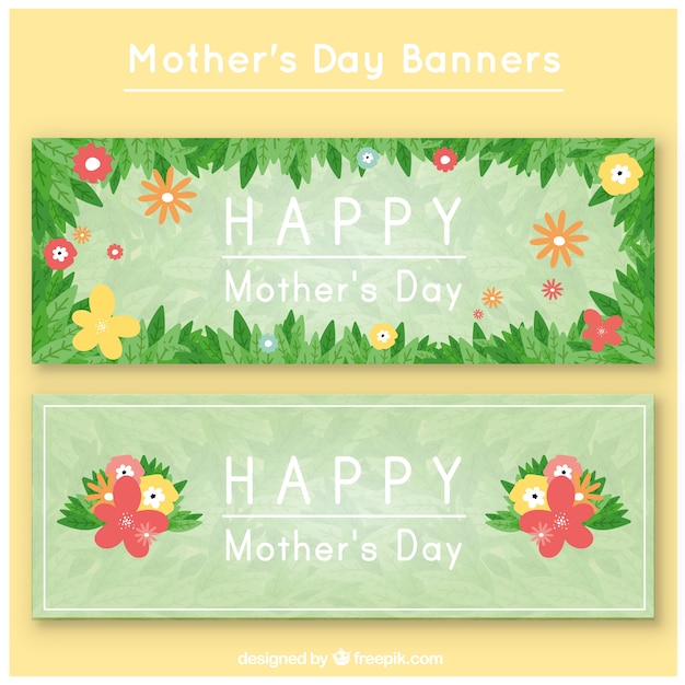 Vector gratuito banners florales del día de la madre