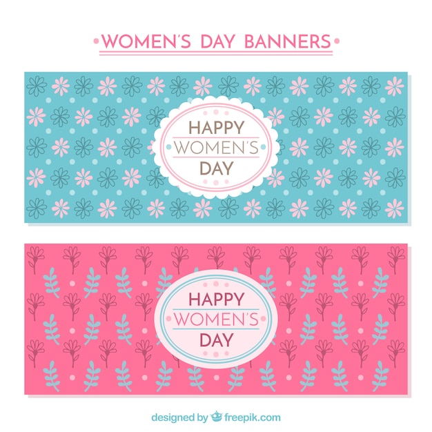 Vector gratuito banners florales del día de la mujer