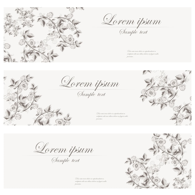 Vector gratuito banners florales estilo retro del vector.