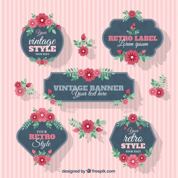 Banners florales vintage