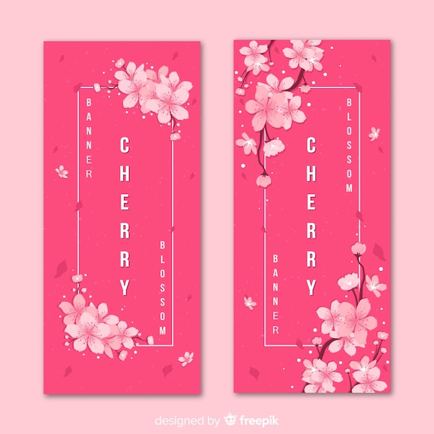 Vector gratuito banners de flores de cerezo