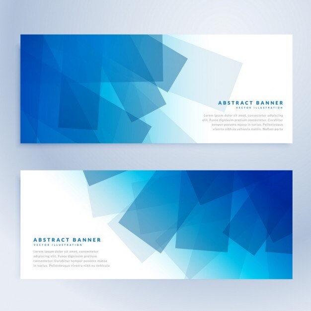 Banners de formas abstractas en color azul