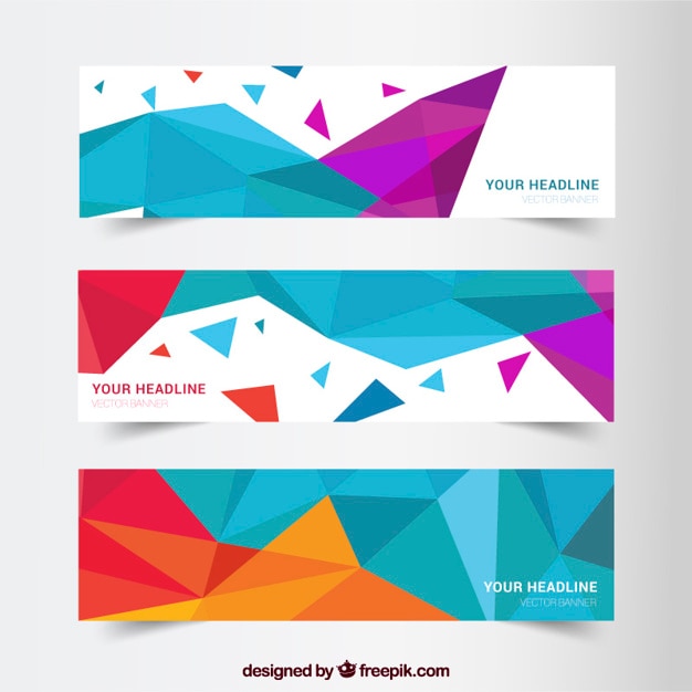 Vector gratuito banners de formas abstractas de colores