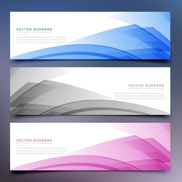 Banners con formas abstractas y transparencias