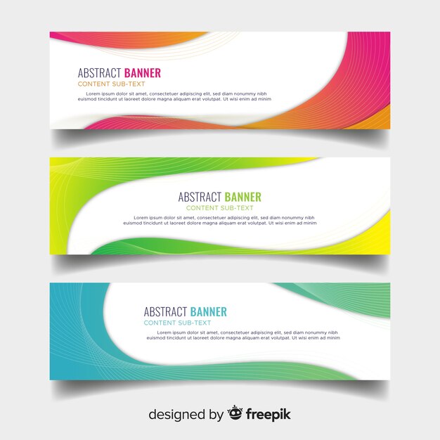 Banners con formas coloridas onduladas