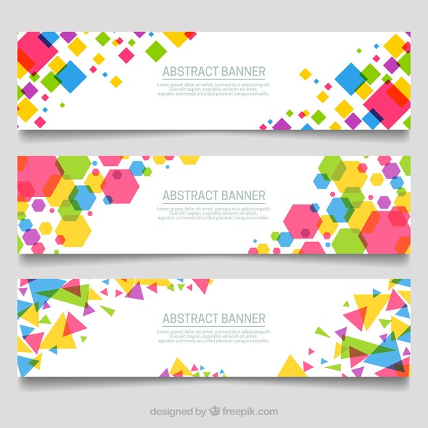 Banners de formas geométricas de colores