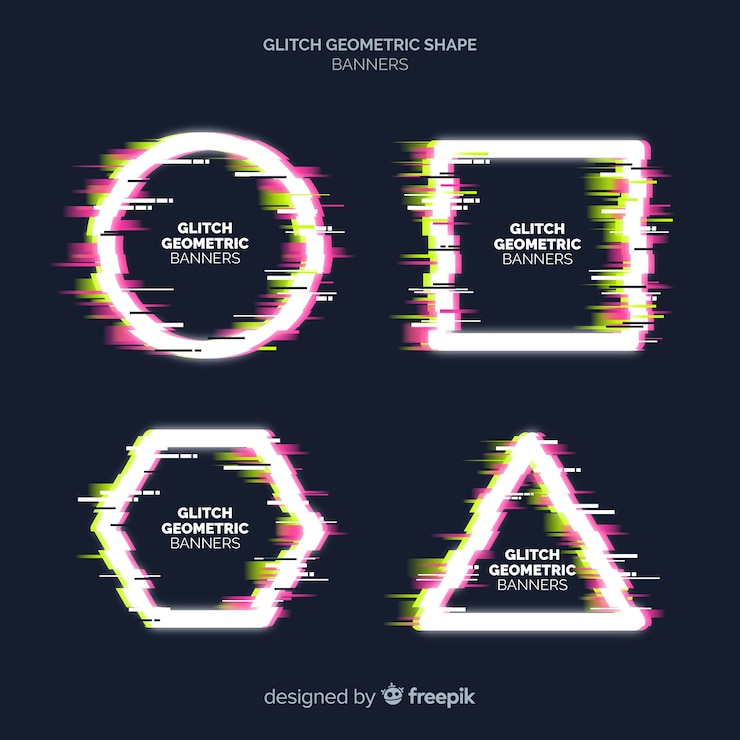 Vector gratuito banners de formas geométricas con distorsión