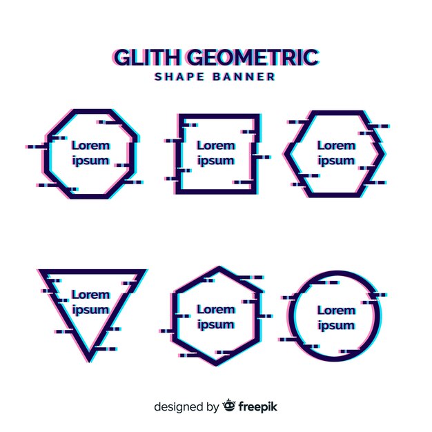 Banners de formas geométricas con fallo técnico