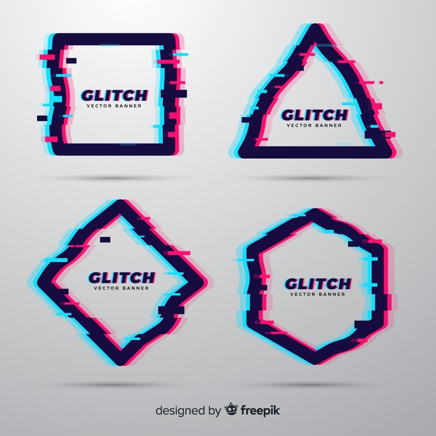 Banners de formas geométricas con fallo técnico
