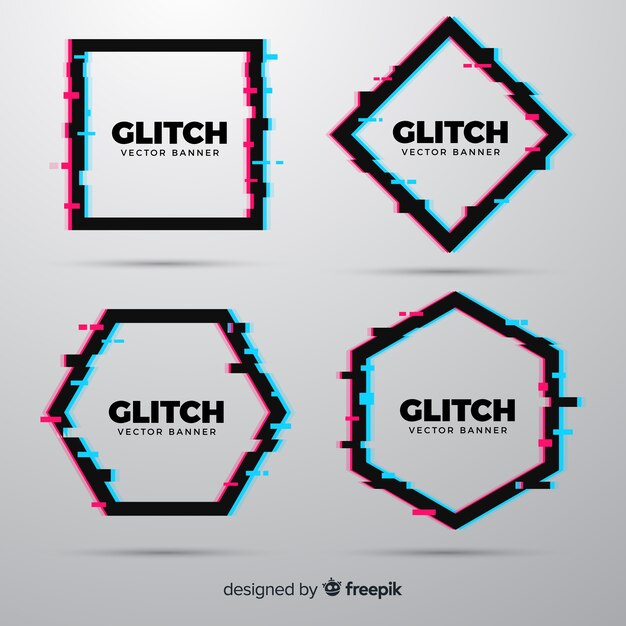 Banners de formas geométricas con fallo técnico