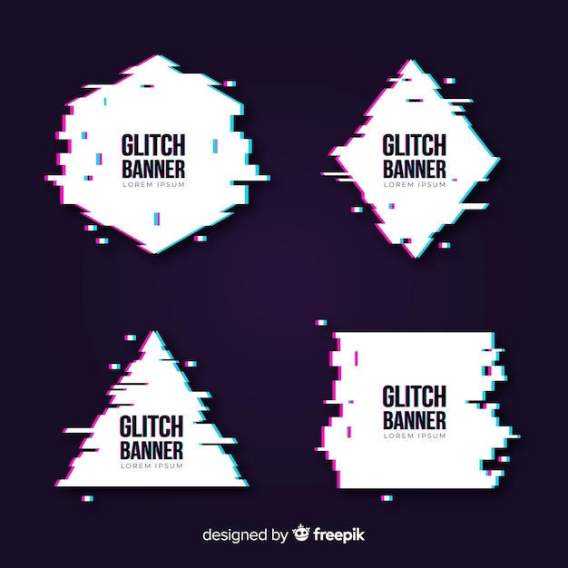 Banners de formas geométricas con fallo técnico