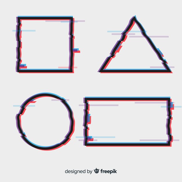 Banners de formas geométricas con fallo técnico