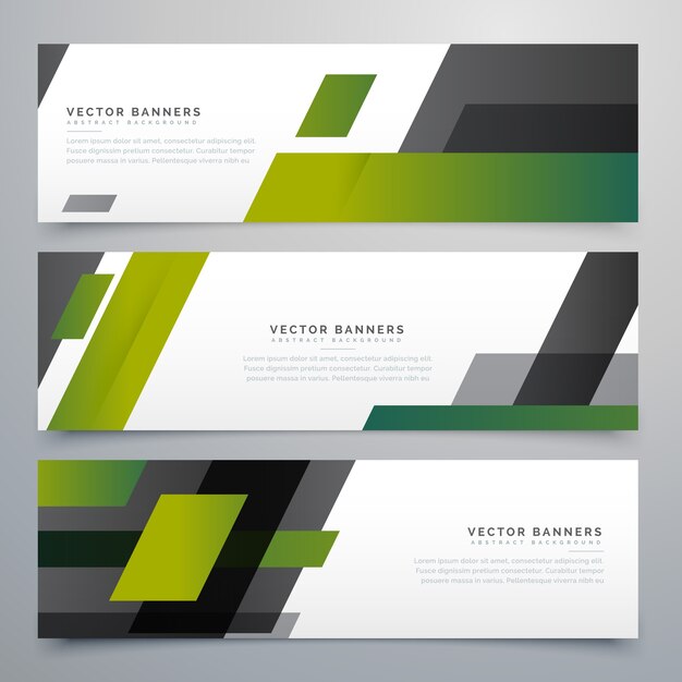 Banners con formas geométricas verdes