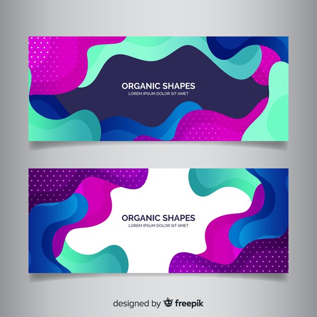 Vector gratuito banners con formas orgánicas abstractas