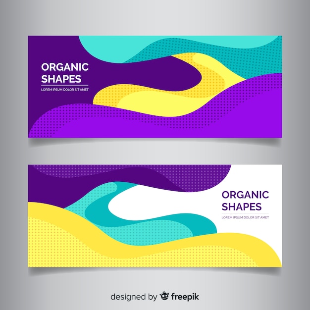 Vector gratuito banners con formas orgánicas abstractas