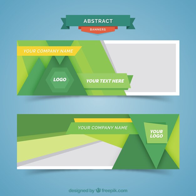 Banners de formas verdes abstractas