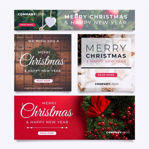 Vector gratuito banners con foto para evento de navidad