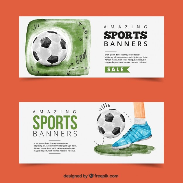 Vector gratuito banners de fútbol de acuarela