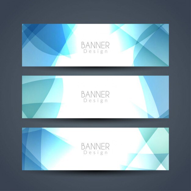 Banners geométricos, formas azules
