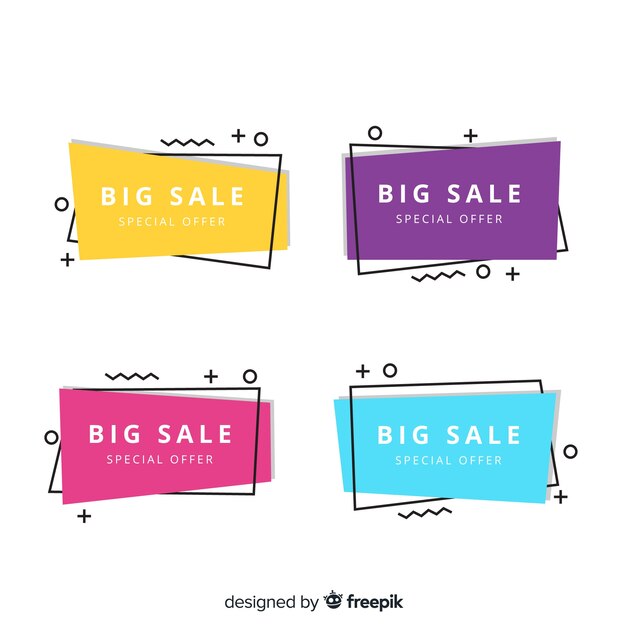 Banners geométricos de rebajas 