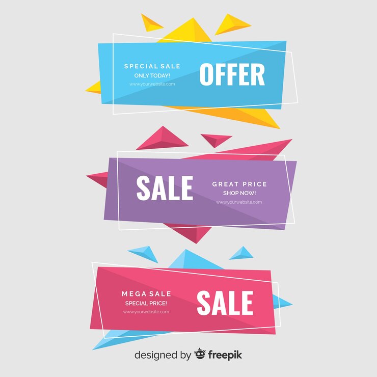 Vector gratuito banners geométricos de rebajas