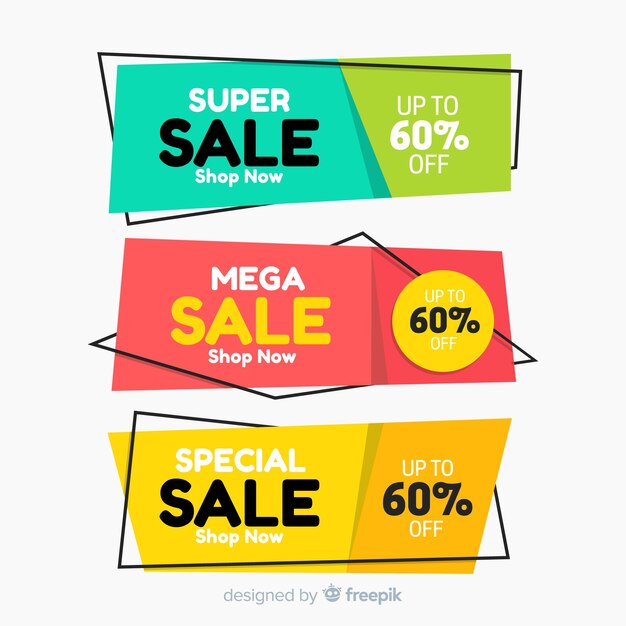 Banners geométricos de rebajas