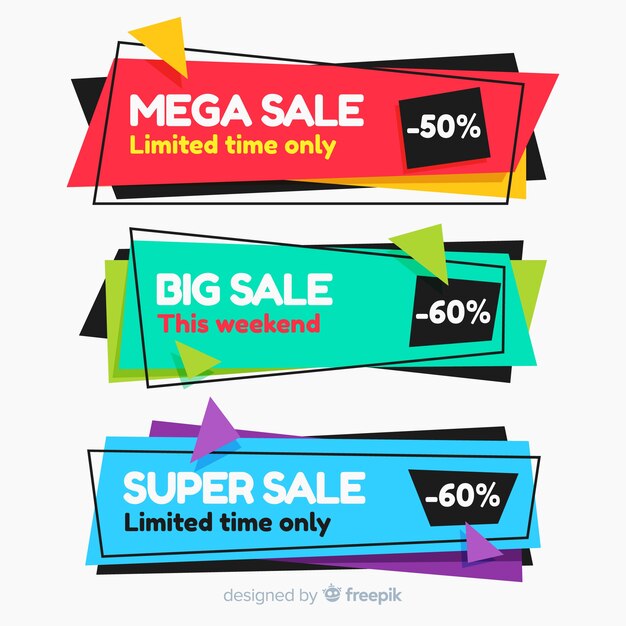 Banners geométricos de rebajas
