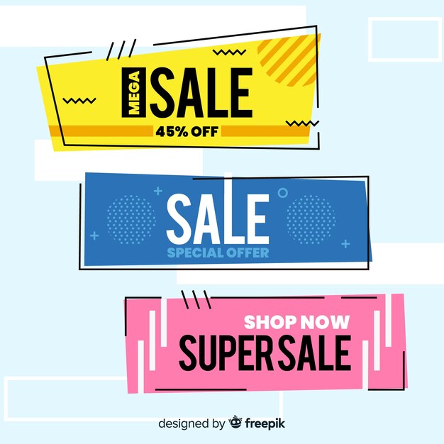 Banners geométricos de de rebajas