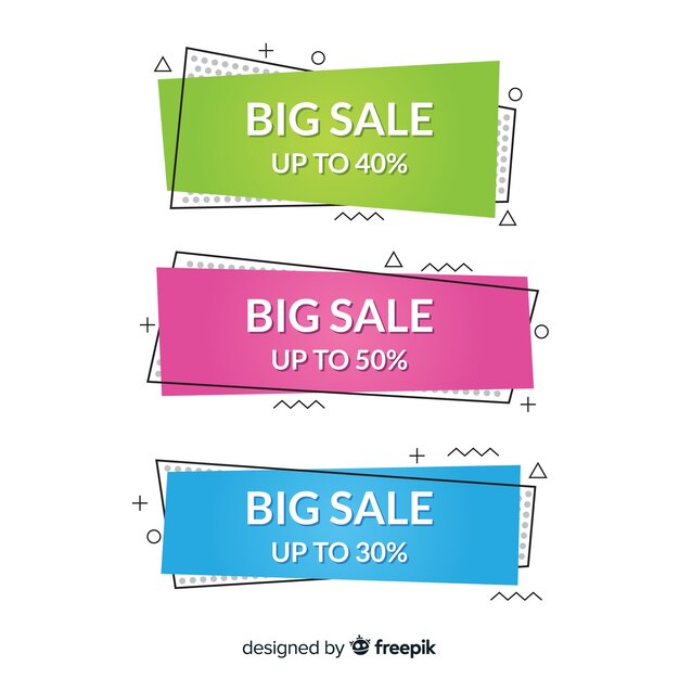 Banners geométricos de rebajas