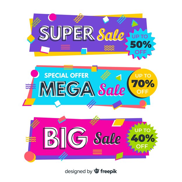 Banners geométricos de rebajas