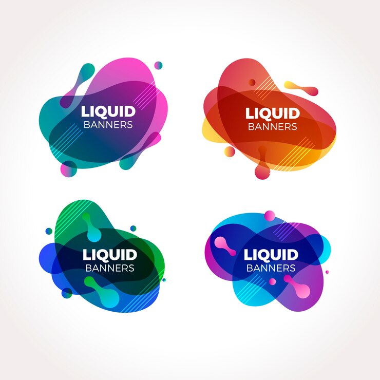 Vector gratuito banners de gradiente líquido conjunto