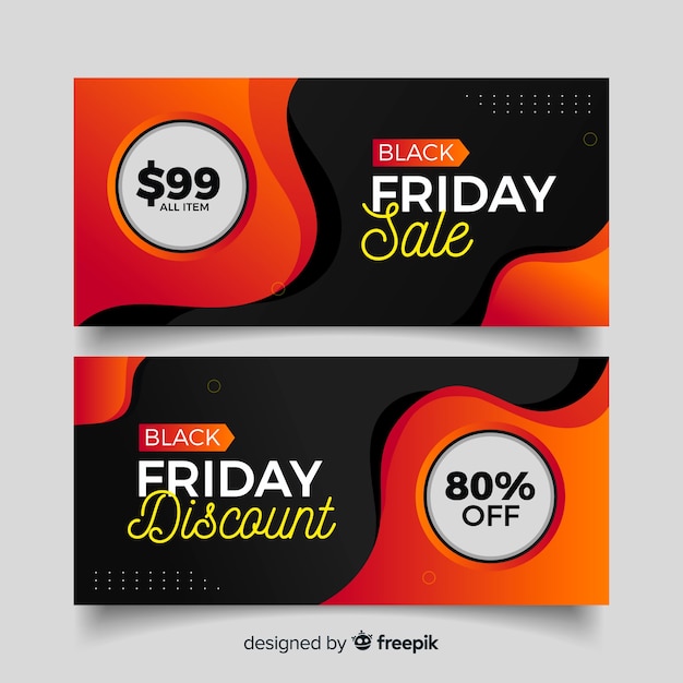 Vector gratuito banners de gradiente viernes negro