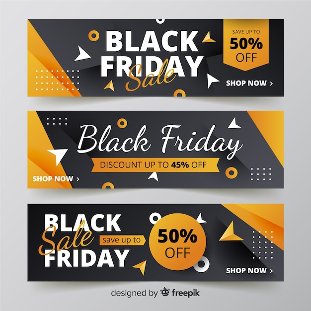 Vector gratuito banners de gradiente viernes negro