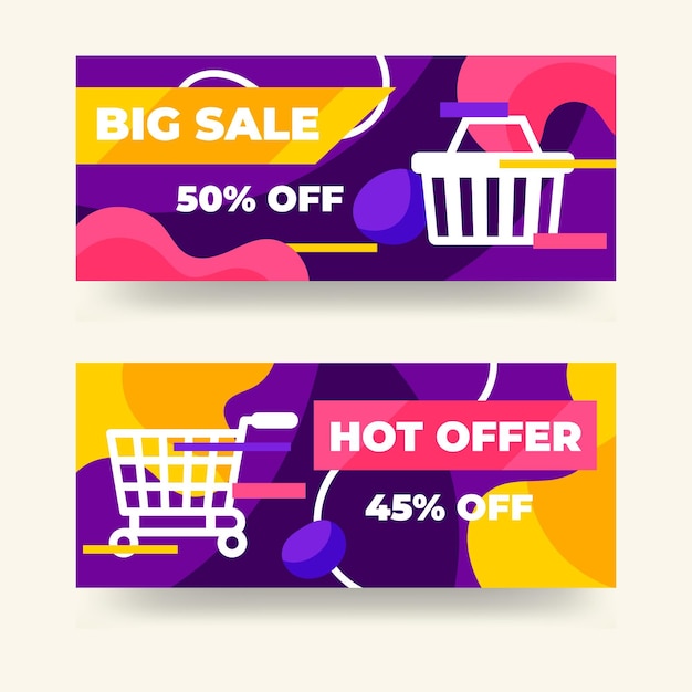 Vector gratuito banners de grandes ventas abstractas planas