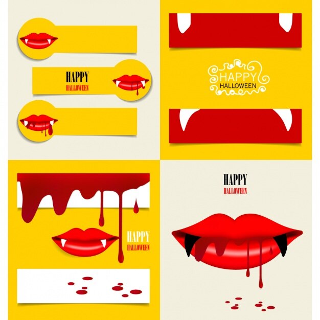 Banners de halloween de colmillos de vampiro