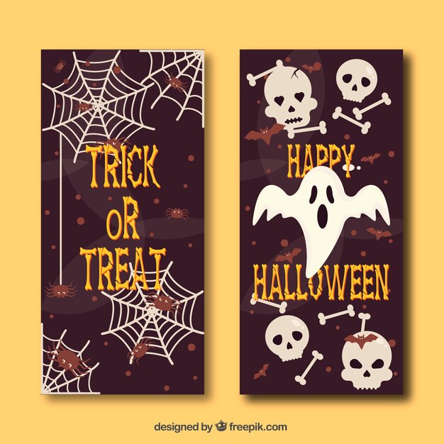 Banners de halloween con elementos típicos