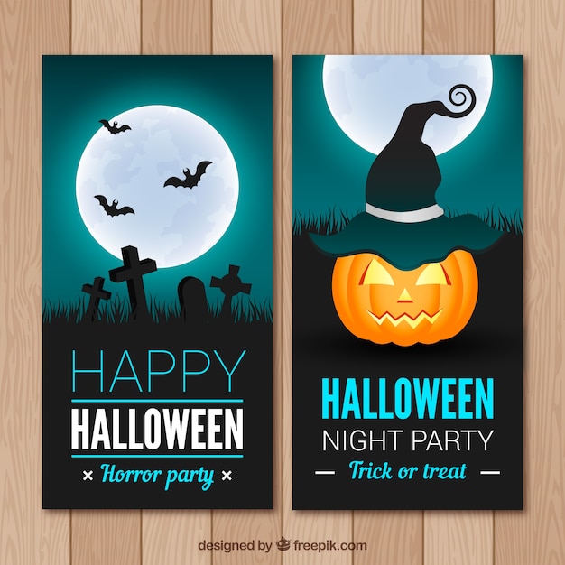 Banners de halloween con estilo realista