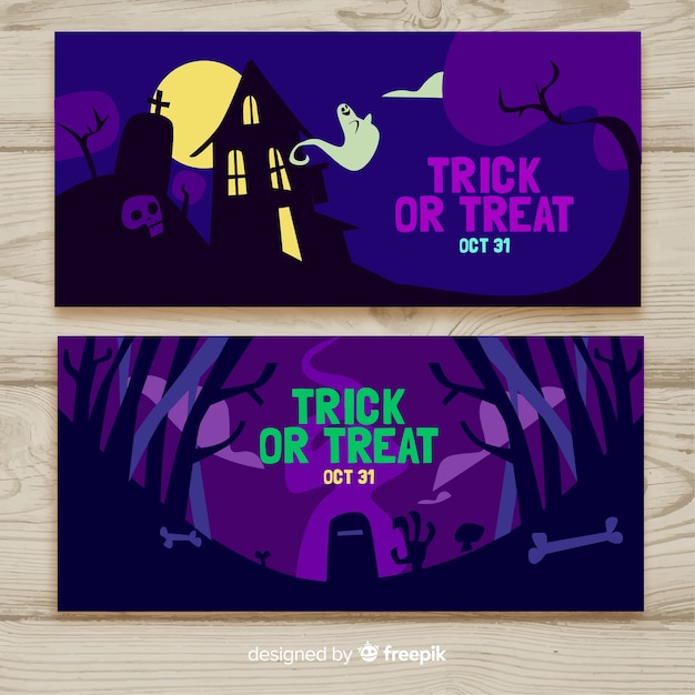 Vector gratuito banners de halloween