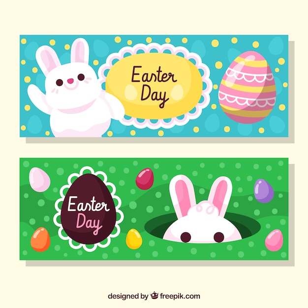 Vector gratuito banners hechos a mano de pascua