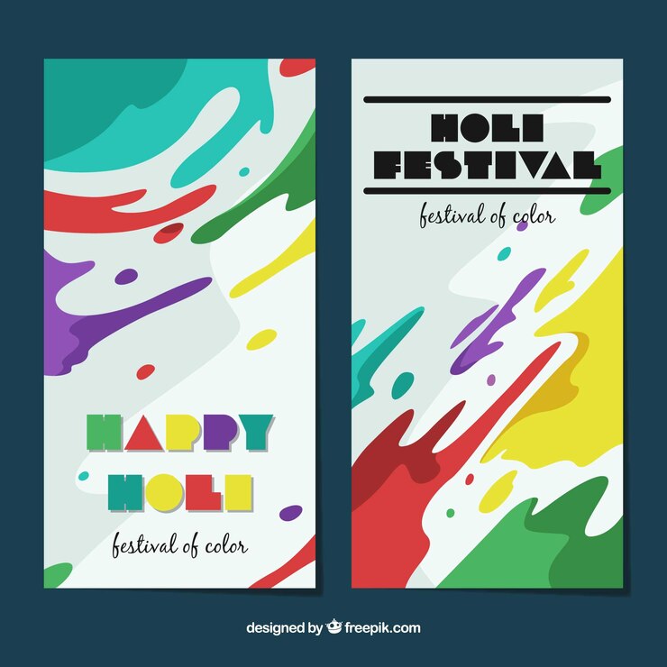 Vector gratuito banners de holi planos con manchas coloridas
